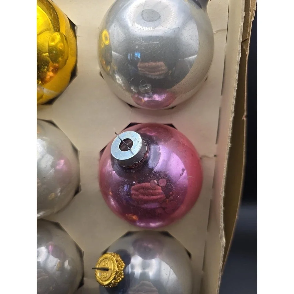 6 Vintage Mercury Glass Ornaments 2.5oz 25Z‎